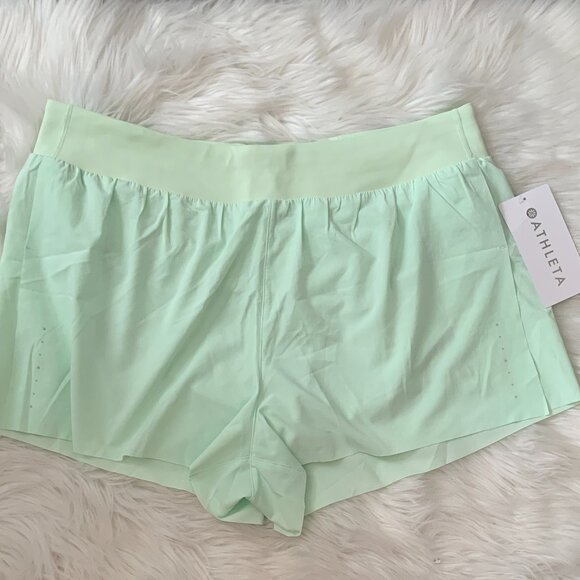 ATHLETA Fast Route Run Short in Neon Lime Sz LARGE - Picture 1 of 4
